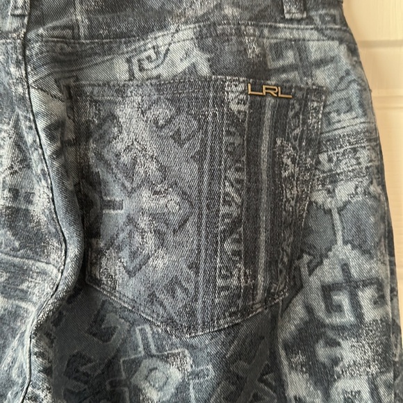 Lauren Ralph Lauren Modern Straight Aztec Southwestern Blue Jeans Size 6 - Picture 4 of 6